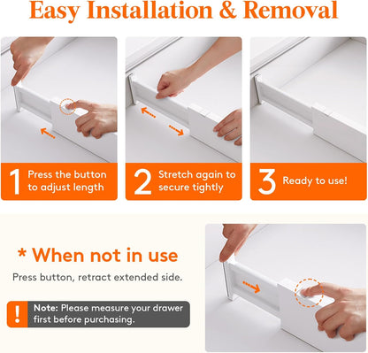 Lifewit 5 Pack 4" High Drawer Dividers 28-43.5cm/11-17" Adjustable Drawer Organizer for Clothes/Utensils, Expandable Drawer Separator in Dresser/Kitchen/Bedroom/Office Organization & Storage White