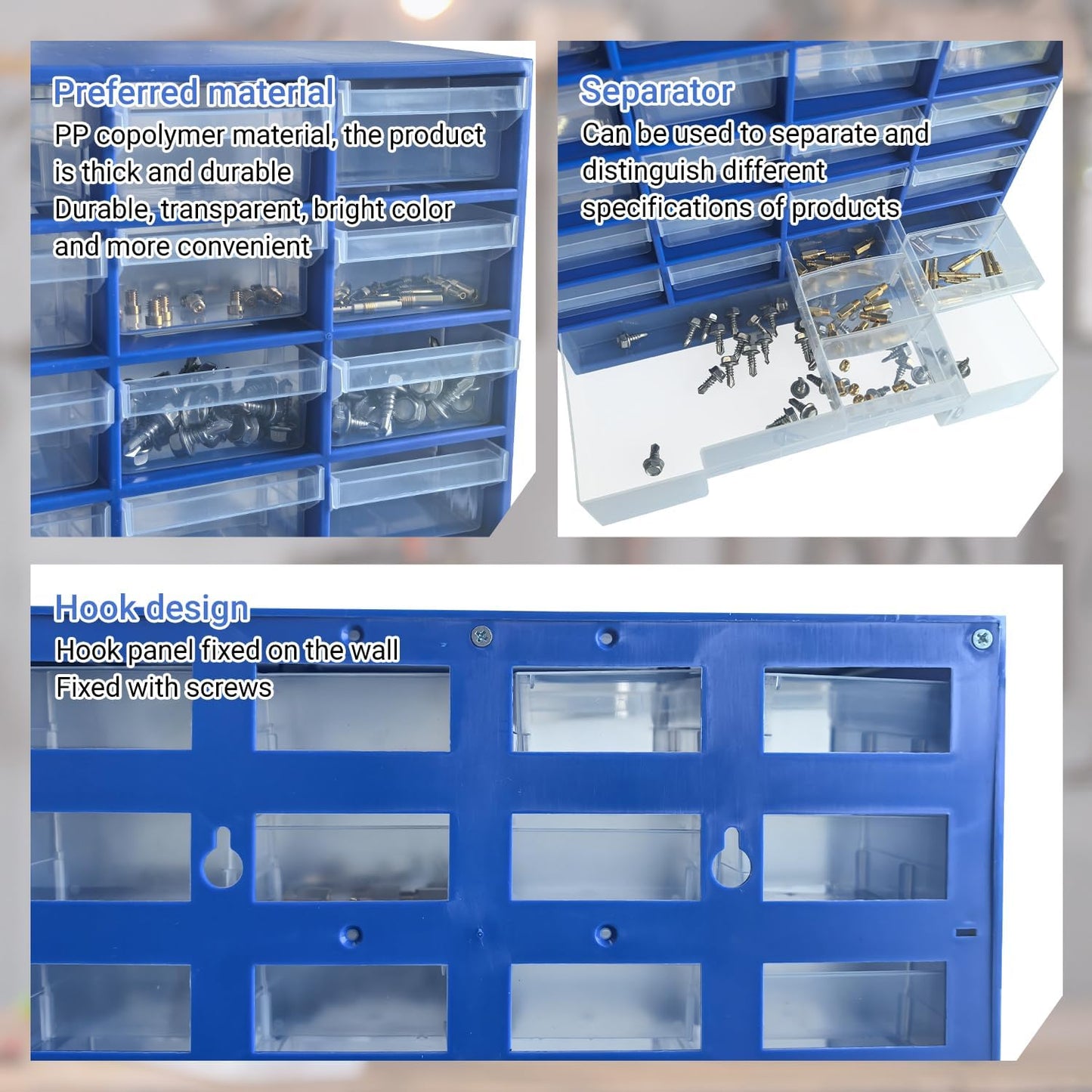 33 Drawer Plastic Small Parts Organizer, Storage Bin with Drawers for Hardware, Parts, Crafts, Beads, 11.8 x 16.1 x 5.2 Inches (Black)