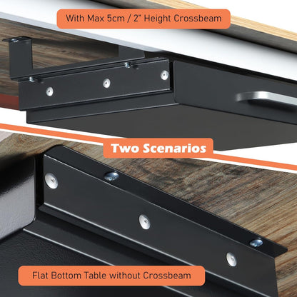 Under Desk Drawer Organizer 21" White Upgrade with Adjustable Brackets, Sliding Pull-Out Under Table Pencil Drawer, Office Standing Desk Attachment for Workbench