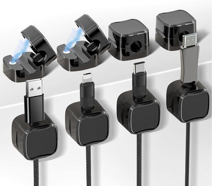 8 Pack Magnetic Cable Clips, Adjustable Magnetic Cord Organizer, Adhesive Magnetic Cord Holder for Desk, Home, Office, Car, Nightstand