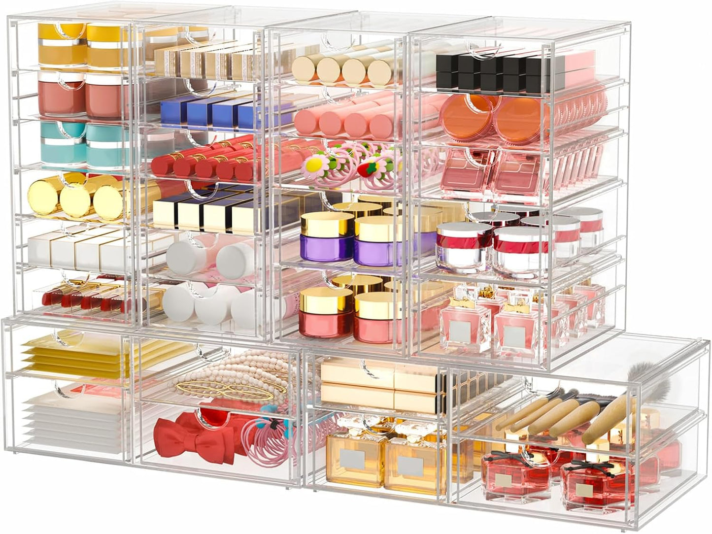caktraie Versatile Acrylic Makeup Organizer, Drawer Organizer - Transparent Desktop Storage for Cosmetics, Office Supplies & More - Clear Organizer for Home & Office Use