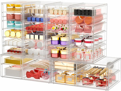 caktraie Versatile Acrylic Makeup Organizer, Drawer Organizer - Transparent Desktop Storage for Cosmetics, Office Supplies & More - Clear Organizer for Home & Office Use