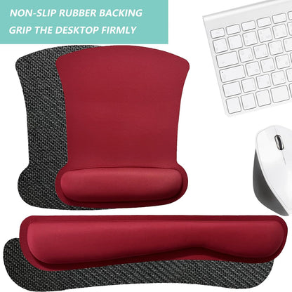 Keyboard Wrist Rest Pad Mouse Pad with Wrist Support Set of 3, Gaming Mousepad with Non-Slip Rubber Base, Ergonomic Memory Foam Mouse Cushion Support for Home Office Laptop Computer, Navy Blue