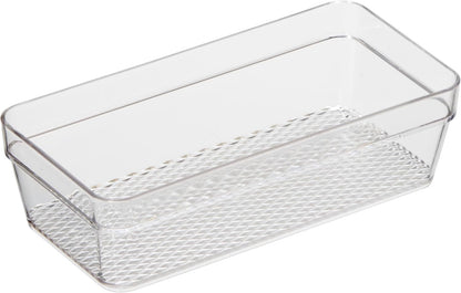 Oggi Set of 5 Clear Drawer Organizers - (1) 3x6.25, (2) 3x9.5, (2) 3x12.5 - Ideal for Organizing Kitchen Drawers, Office, Desk, Silverware, Kitchen Utensils, Cosmetics and Bathrooms