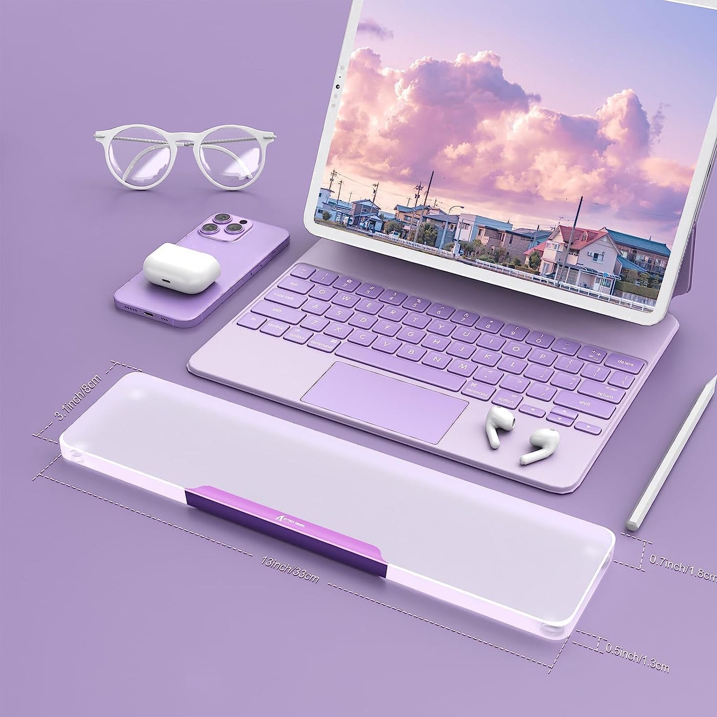 SELORSS Acrylic Keyboard Wrist Rest 98-Key Mechanical Keyboards Ergonomic Palm Rest for Computer Keyboard,Anti-Slip Base,Wrist Pad for Laptop,Office & Home-Easy Typing