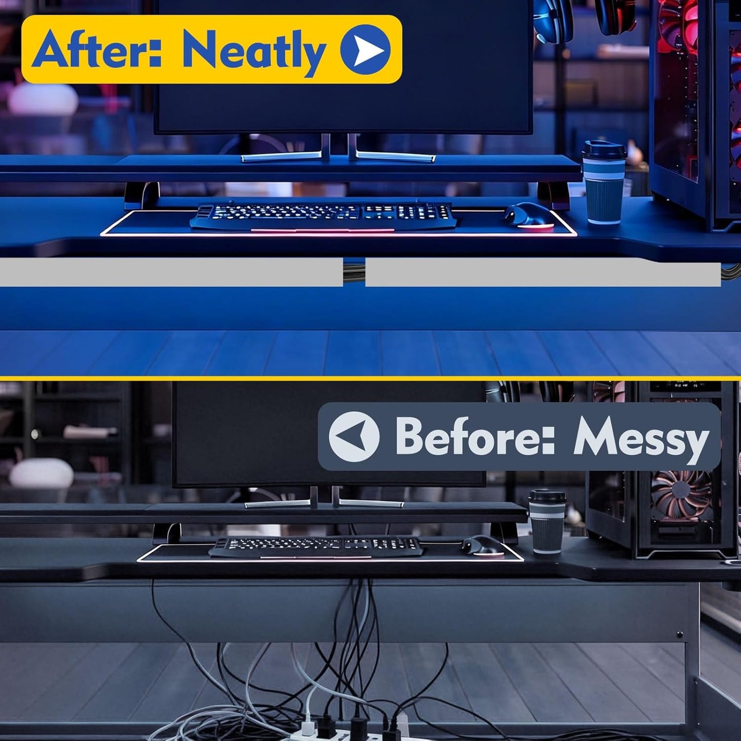 Open Slot Wiring Raceway Cable Duct, 123in Cable Management Channel Cord Track,Desk Wire Channel, Under Desk Cable Management to Hide Cables, Wires for Computers (Black, 1.57" Hx1.57"W, 15.4''L(8 Pc))