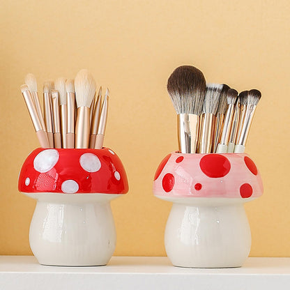 Generic Ceramic Mushroom Pencil Holder, Pink