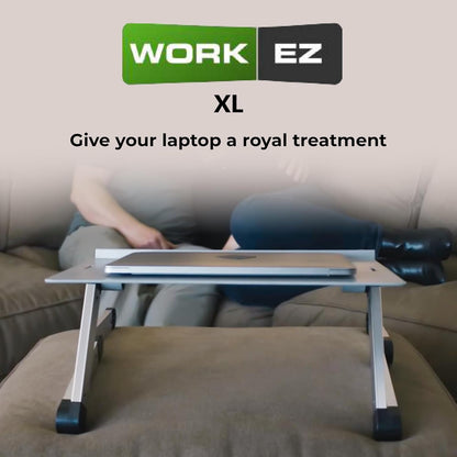 Uncaged Ergonomics WorkEZ Adjustable Laptop Stand for Desk, Laptop Stand Adjustable Height, Foldable Aluminum Cooling Computer Holder & Riser for Desk Bed, White, XL
