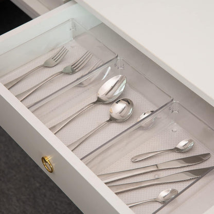 Mesh Tray Silverware Drawer Organizer, Utensil Cutlery Tray Office Supplies with Interlocking Arm Drawer Dividers Organizer for Flatware, Knives,Home,Office, School,Bedroom 12X6'' Black
