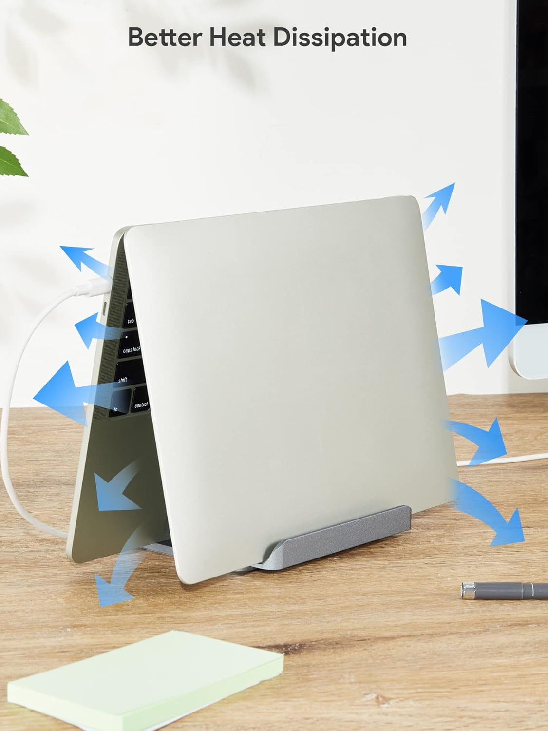 JARLINK 2-in-1 Design Vertical Laptop Stand Holder, Aluminum Laptop Stand for Desk with Adjustable Dock, Space-Saving Organizer Compatible with All MacBook, Samsung, HP, Dell, Chrome Book,Silver