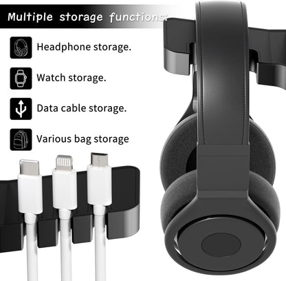 cozoo Headphone Stand with USB Charger Under Desk Headset Holder Mount 3 USB Charging Station,iWatch Stand Watch Dock Dual Earphone Hanger Hook,PC Accessories Gifts,UL Tested