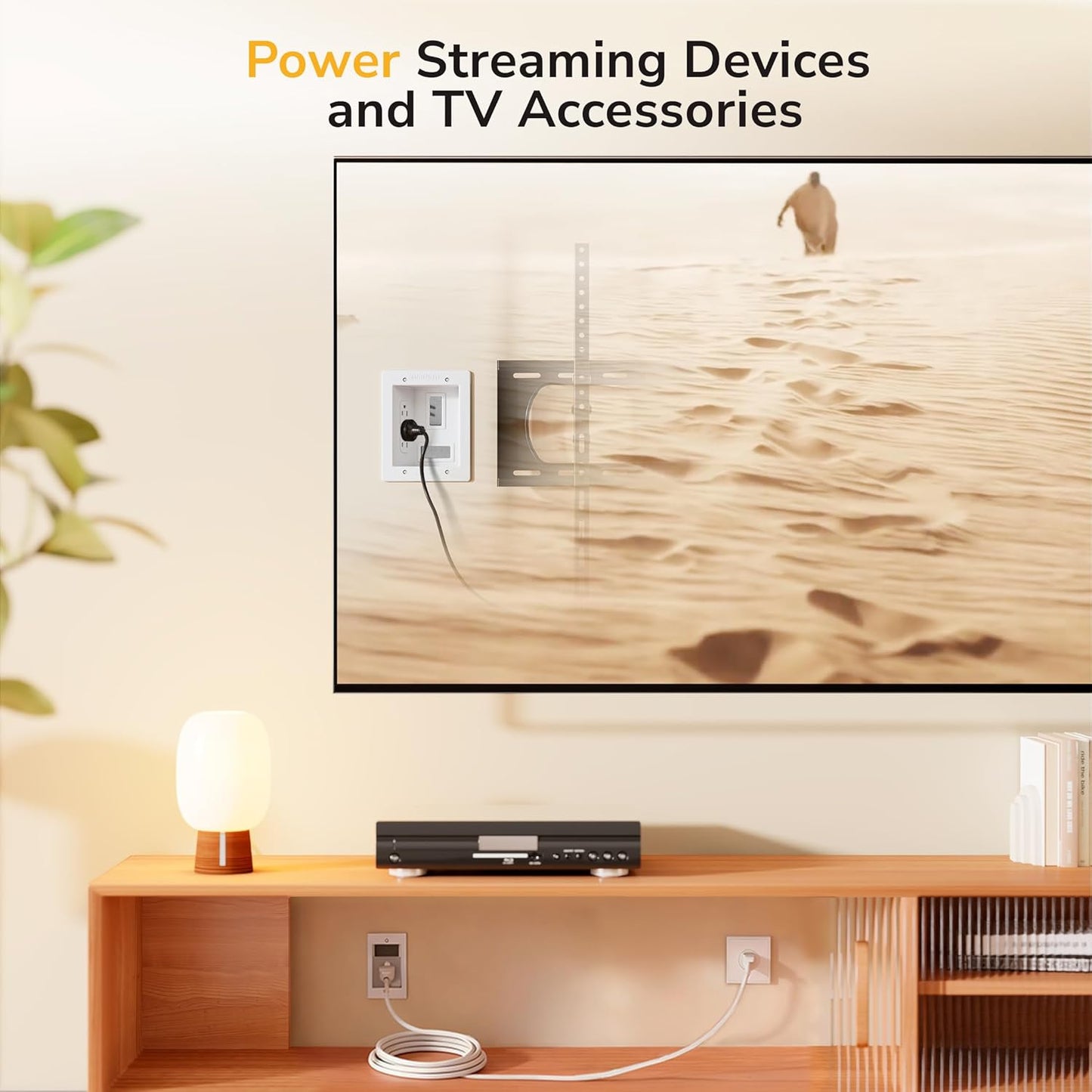 Mount-It! in-Wall TV Cable Concealer Kit with Recessed Power – Triple Outlet, 9ft Cord, and Hand Saw – Easy, Safe Cable Management for Organized TV and Home Theater Setups