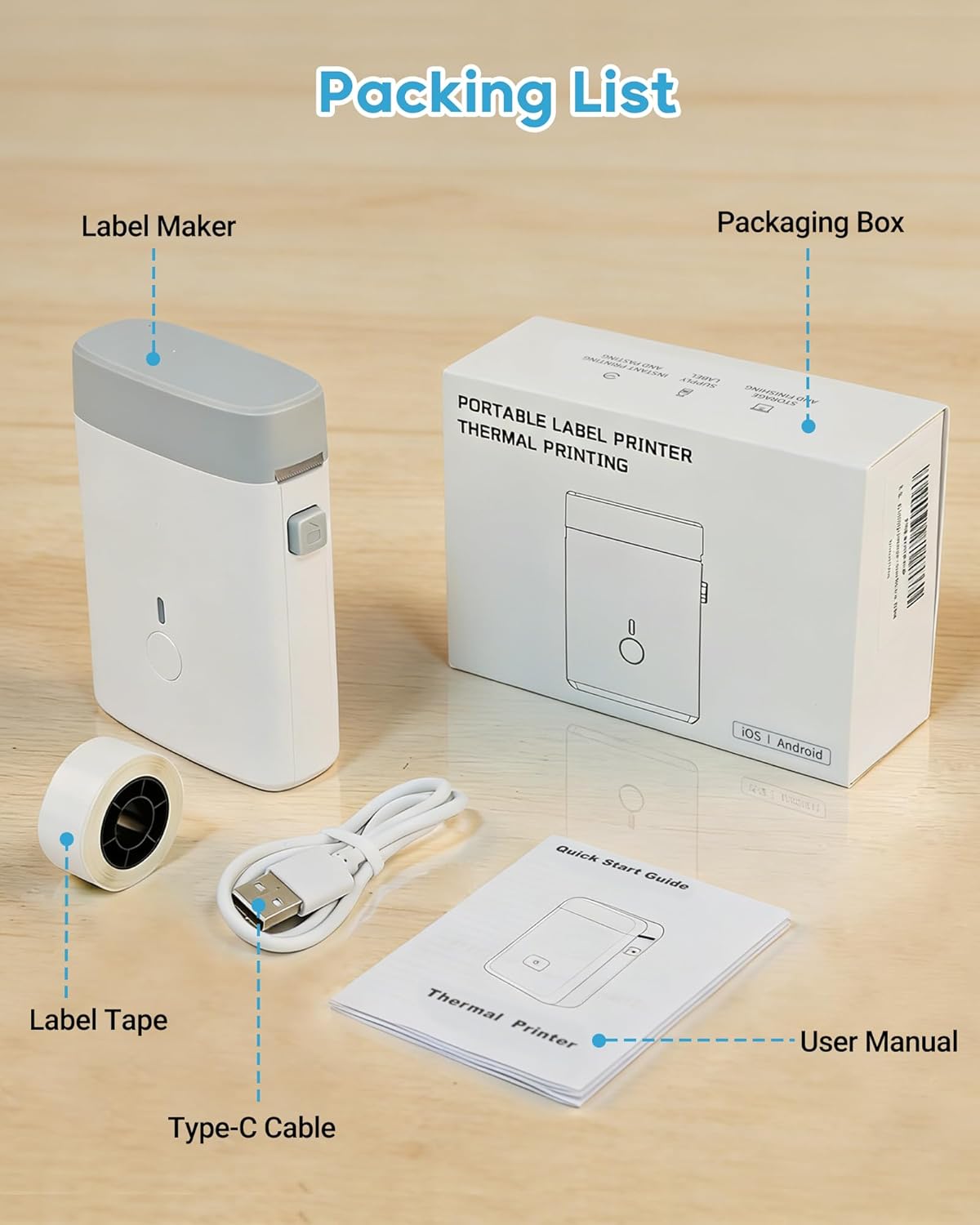 ORGBRO Label Maker Machine with Tape, X1 Portable Bluetooth Mini Label Printer, Support Pre-Cut & Continuous Label, Wireless Small Label Makers with Versatile App for School Home Office Organization