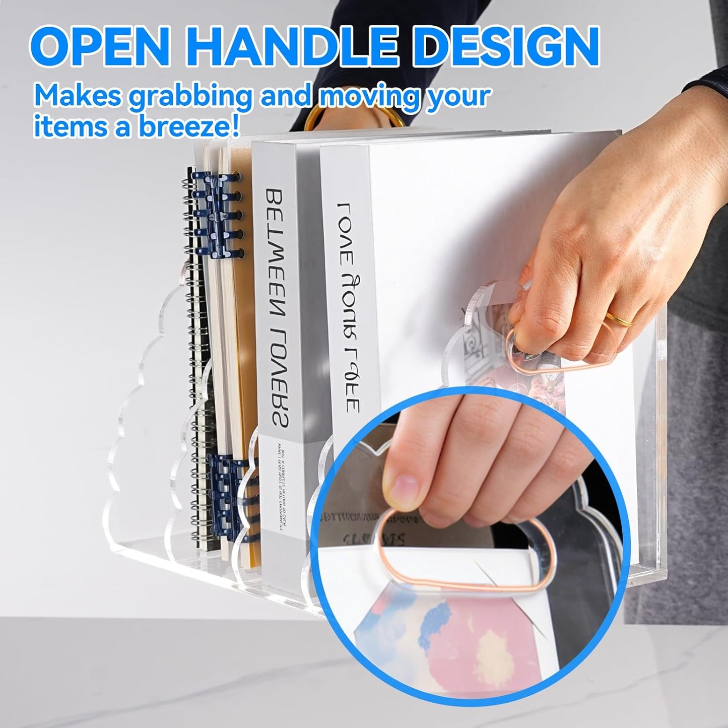 Adevar Clear Acrylic Magazine File Holder 4 Vertical Magazine File Organizer Binder Book Holder for Desk Acrylic Desk Organizer Clear Office Racks & Displays for Office Home Classroom