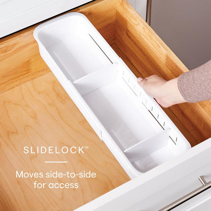YouCopia DrawerFit Sliding Drawer Tray with Adjustable Dividers, Expandable Kitchen Storage Organizer, Speckled White