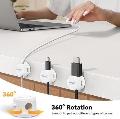aceyoon 12 Pack Cable Clips, Strong Magnetic Cord Organizer Adhesive Cord Holder for Desk, Wire Holders for Cords for Nightstand/Home/Office/Car/Cubicle/Phone Charger/Computer