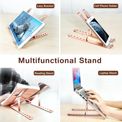 ivoler Laptop Stand, Laptop Holder Riser Computer Tablet Stand, 6 Angles Adjustable Aluminum Ergonomic Foldable Portable Desktop Holder Compatible with 10-15.6” MacBook,iPad, HP, Dell, Lenovo Silver