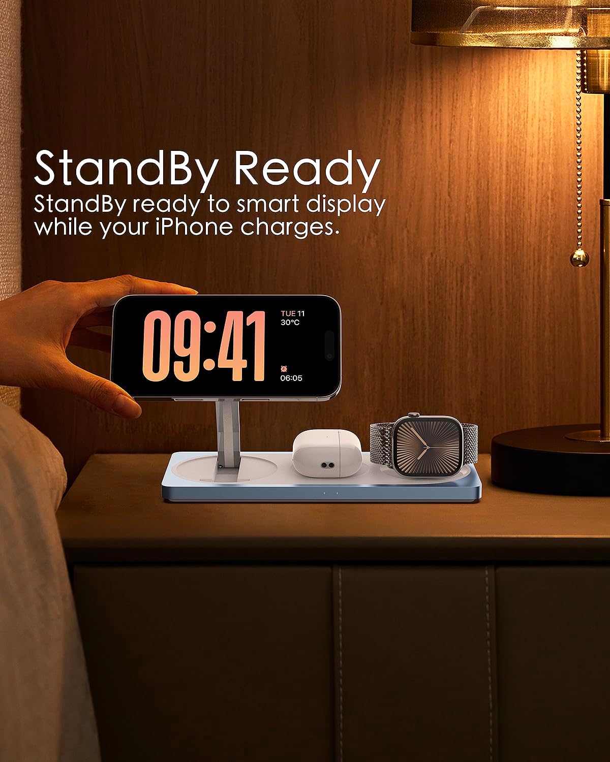 3-in-1 Charging Station for Apple Devices: Used for iPhone and Watch Charging Station with Magsafe Charger Stand, Wireless Charger for iPhone 17 Air 16 15 14 13 Series, Apple Watch Ultra, AirPods Pro