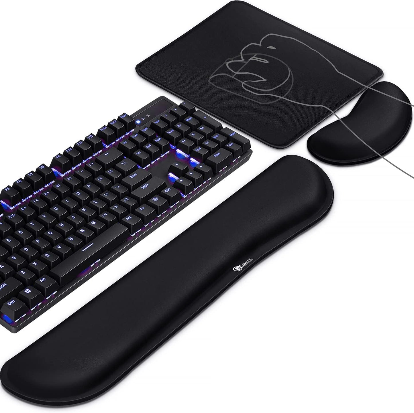 Gimars Upgrade Enlarge Silky and Superfine Fabric Gel Memory Foam Keyboard Wrist Rest Set, Ergonomic Keyboard Mouse Wrist Support for Typing Pain Relief, Comfort for Office, Gaming, Computer
