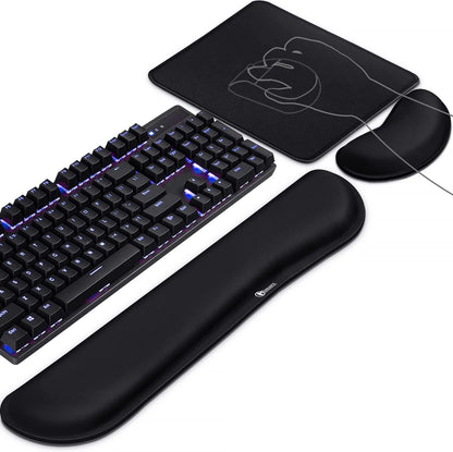 Gimars Upgrade Enlarge Silky and Superfine Fabric Gel Memory Foam Keyboard Wrist Rest Set, Ergonomic Keyboard Mouse Wrist Support for Typing Pain Relief, Comfort for Office, Gaming, Computer