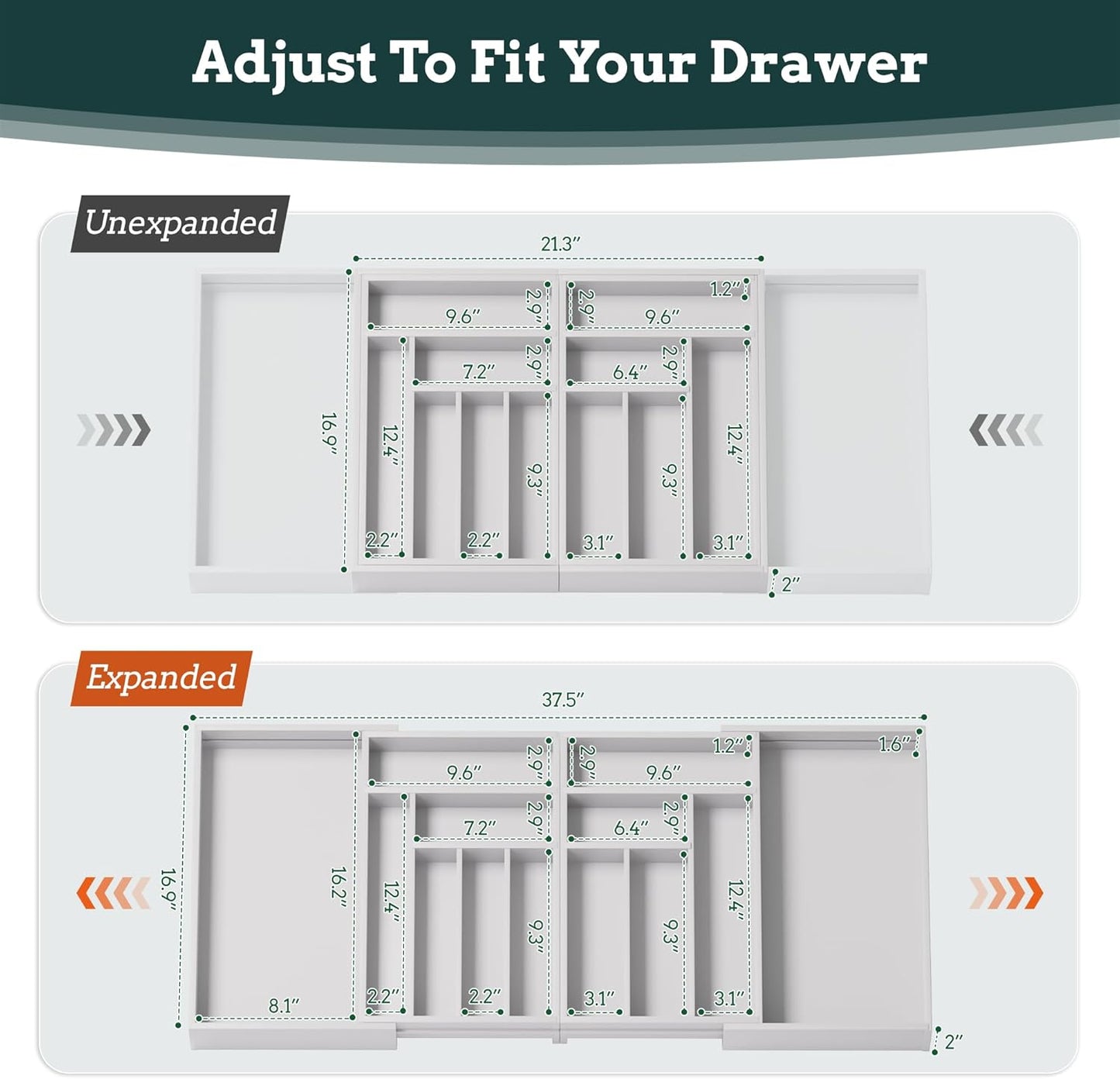 Silverware Organizer Large, Magnetic Connected Expandable 13 Slots Silverware Drawer Organizer From 21 to 37.4 Inches, Adjustable Flatware and Cutlery Holder, Bamboo Utensil Tray for Kitchen Natural