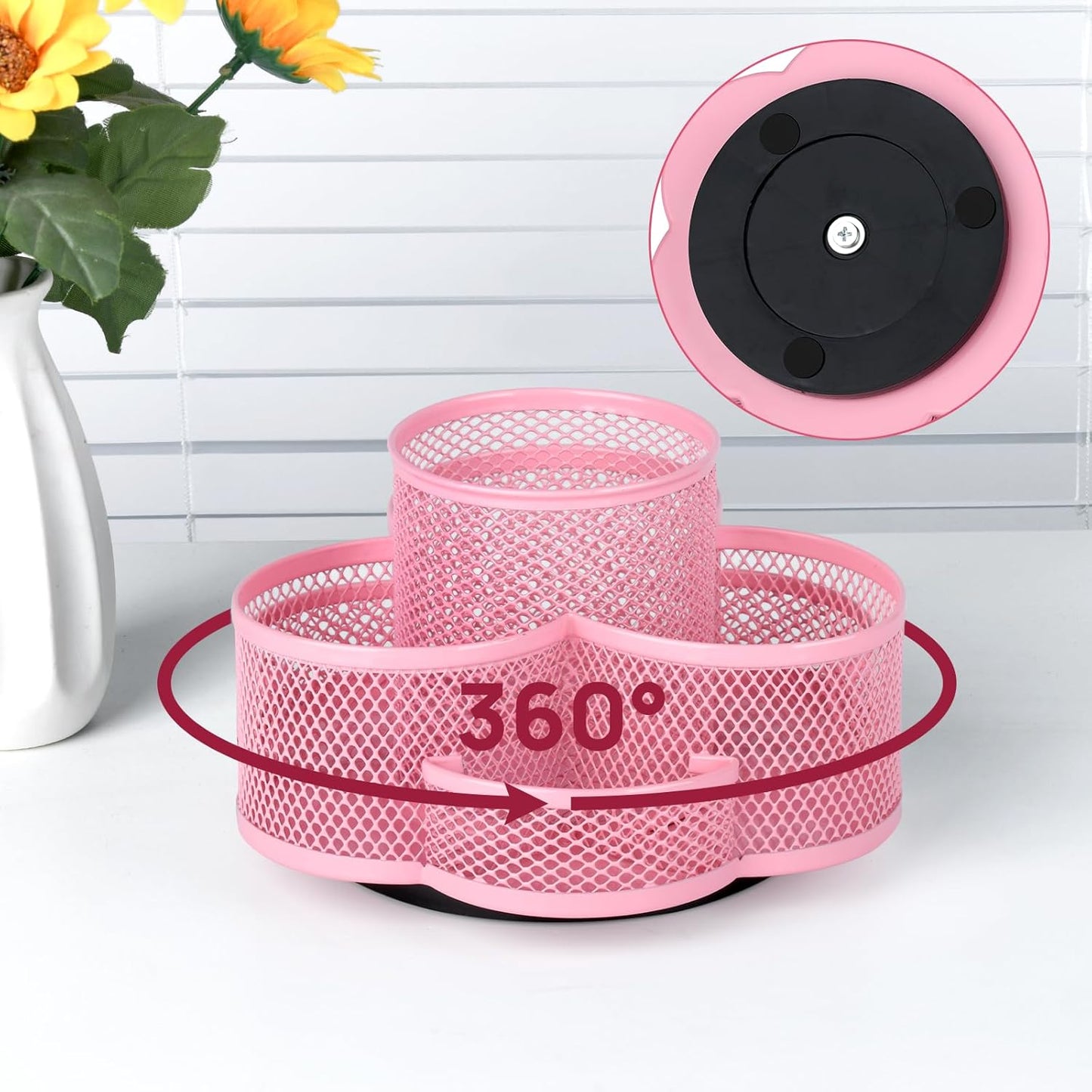 Topwey Pen Holder for Desk, 360 Rotating Pencil Holder, Cup Holder for Desk Office, Desk Organizers and Accessories in Black