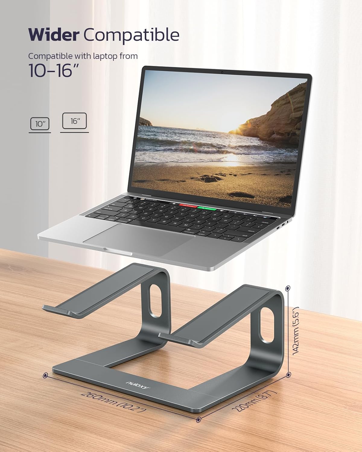 Nulaxy Laptop Stand, Ergonomic Aluminum Laptop Computer Stand, Detachable Laptop Riser Notebook Holder Stand Compatible with MacBook Air Pro, Dell XPS, HP, Lenovo More 10-16” Laptops - Rose Gold