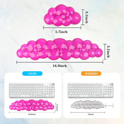 Gel Cloud Keyboard and Mouse Wrist Rest, Cute Wrist Support and Arm Support Keyboard Rest for Keyboard and Mouse Typing Pain Relief，Suitable for Office/Computer/Laptop/Gaming (Pink)