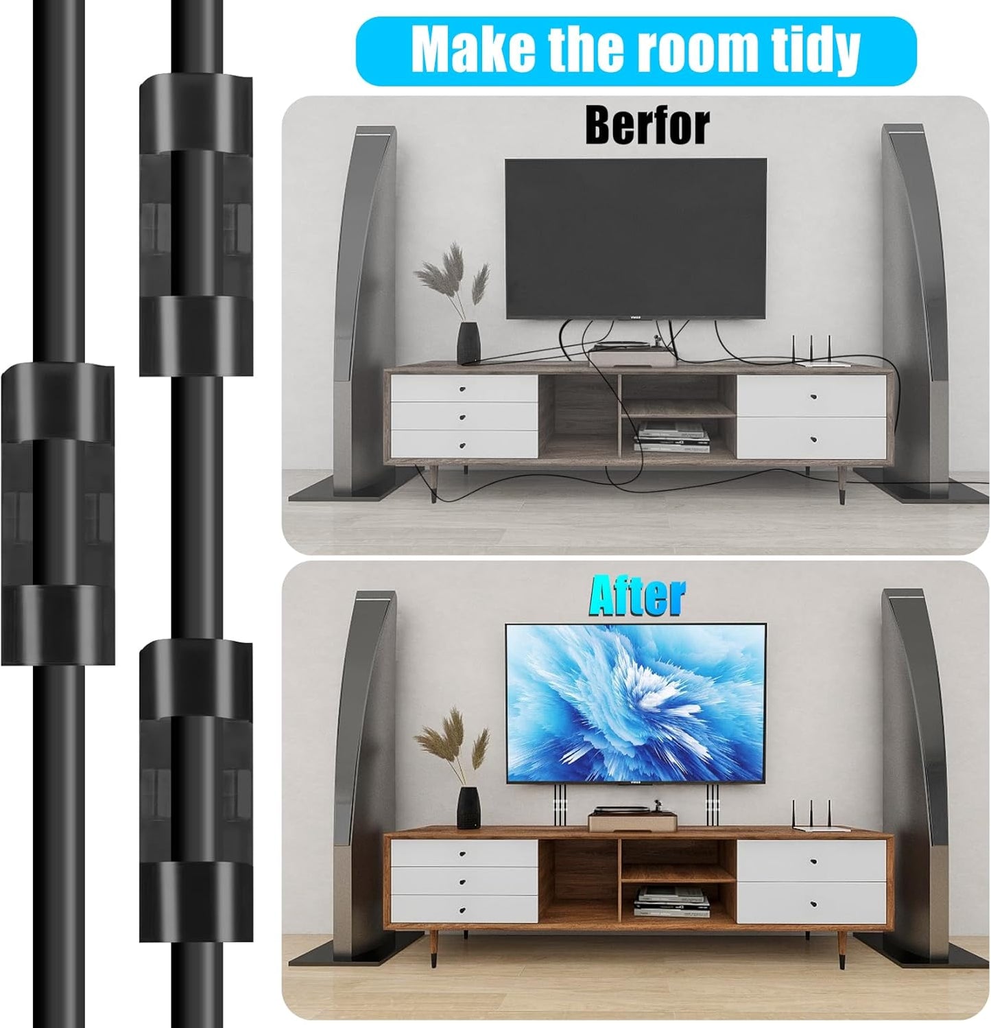 XHF 50pcs Medium Self Adhesive Cable Clips Clear,Wire Clips Cable Management Wire Organizer Cord Holder for Under Desk, Car, Wall, TV PC Ethernet Cable