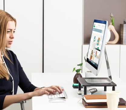 Monitor Stand for Desk Monitor Riser, Adjustable Laptop Riser, Desk Organizer Desktop Printer Laptop Storage Shelf, Mesh Metal Computer Item Stand (2 Pieces)(14.5" Lx9.3 W/Piece)