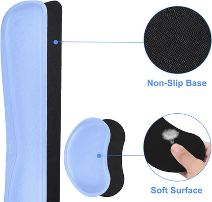 MOSISO Keyboard Mouse Pad Set, Gaming Mouse Pad&Keyboard Wrist Rest&Wrist Rest, Ergonomic Wristrests with Memory Foam Home Office Easy Typing Cushion Non-Slip Mousepad, Purple