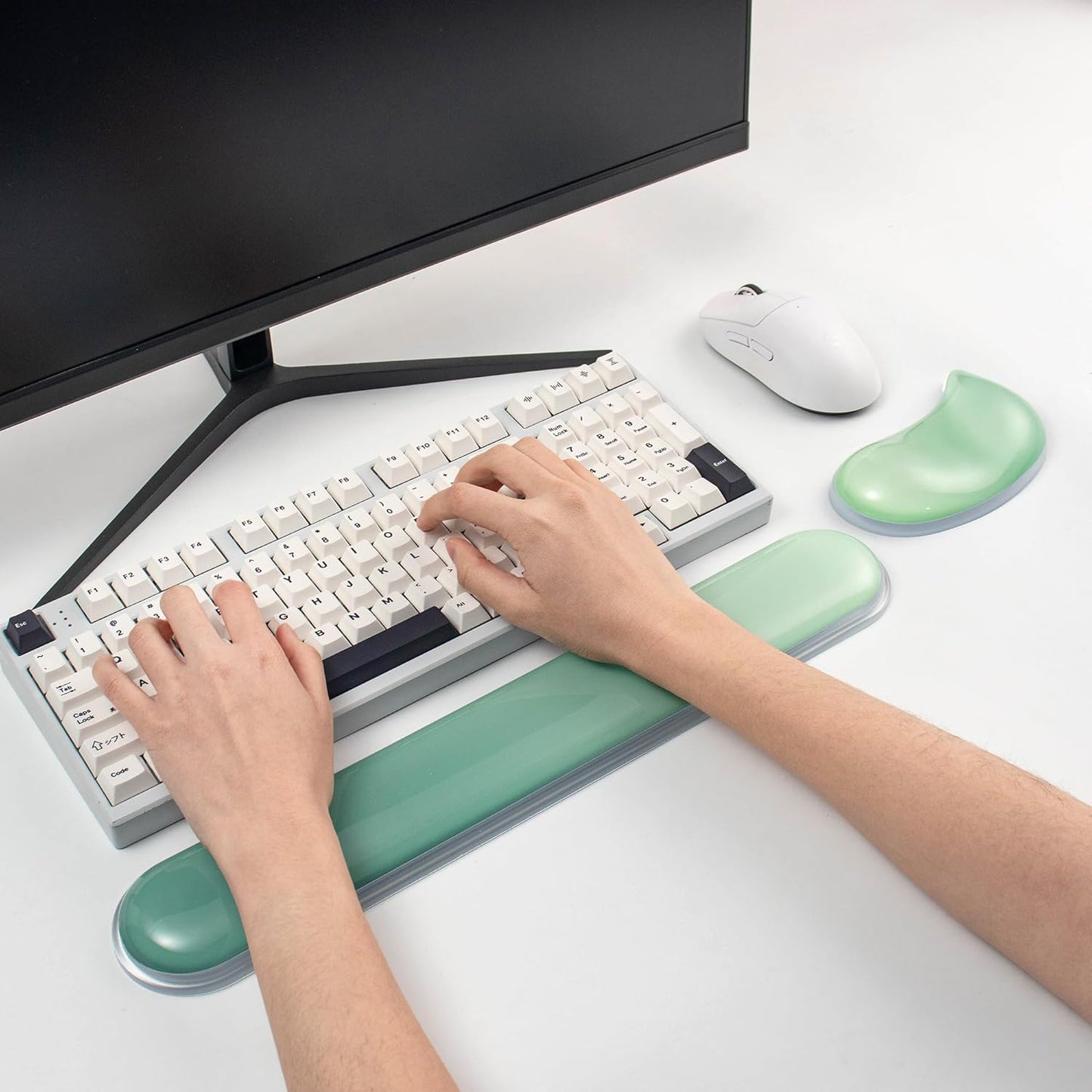 Gel Keyboard and Mouse Wrist Rest Set –Blue Purple Clear Wrist Rest for Computer Keyboard 60%/68%/75%, Comfort & Support for Typing and Gaming