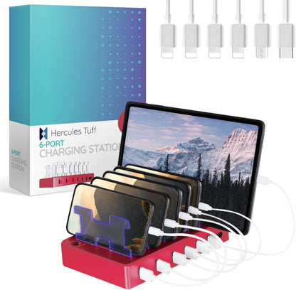 Charging Station for Multiple Devices – 6-Port USB Charging Dock for Apple & Android – Fast Multi-Charger Organizer for Phones, Tablets & More – Universal Desktop Charging Hub with Smart IC Tech