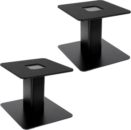Desktop Speaker Stands Pair, Heavy Duty 7”x 7” Metal Tray, Sturdy Flat Base for 4" to 7" Monitor & Bookshelf Speakers, Compact Monitor Speaker Stand Riser for Home/Studio Speakers, 6" Tall/Black