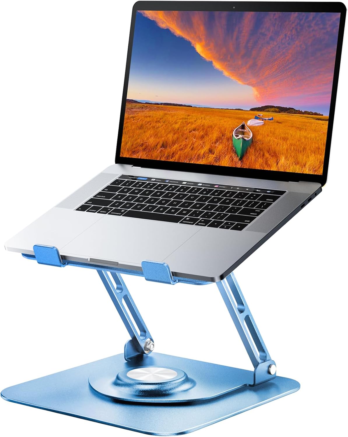 JOYEKY Laptop Stand for Desk, Adjustable Computer Stand with 360° Rotating Base, Ergonomic Laptop Riser for Collaborative Work, Foldable & Portable Laptop Stand, fits for All 10-16" Laptops (Grey)