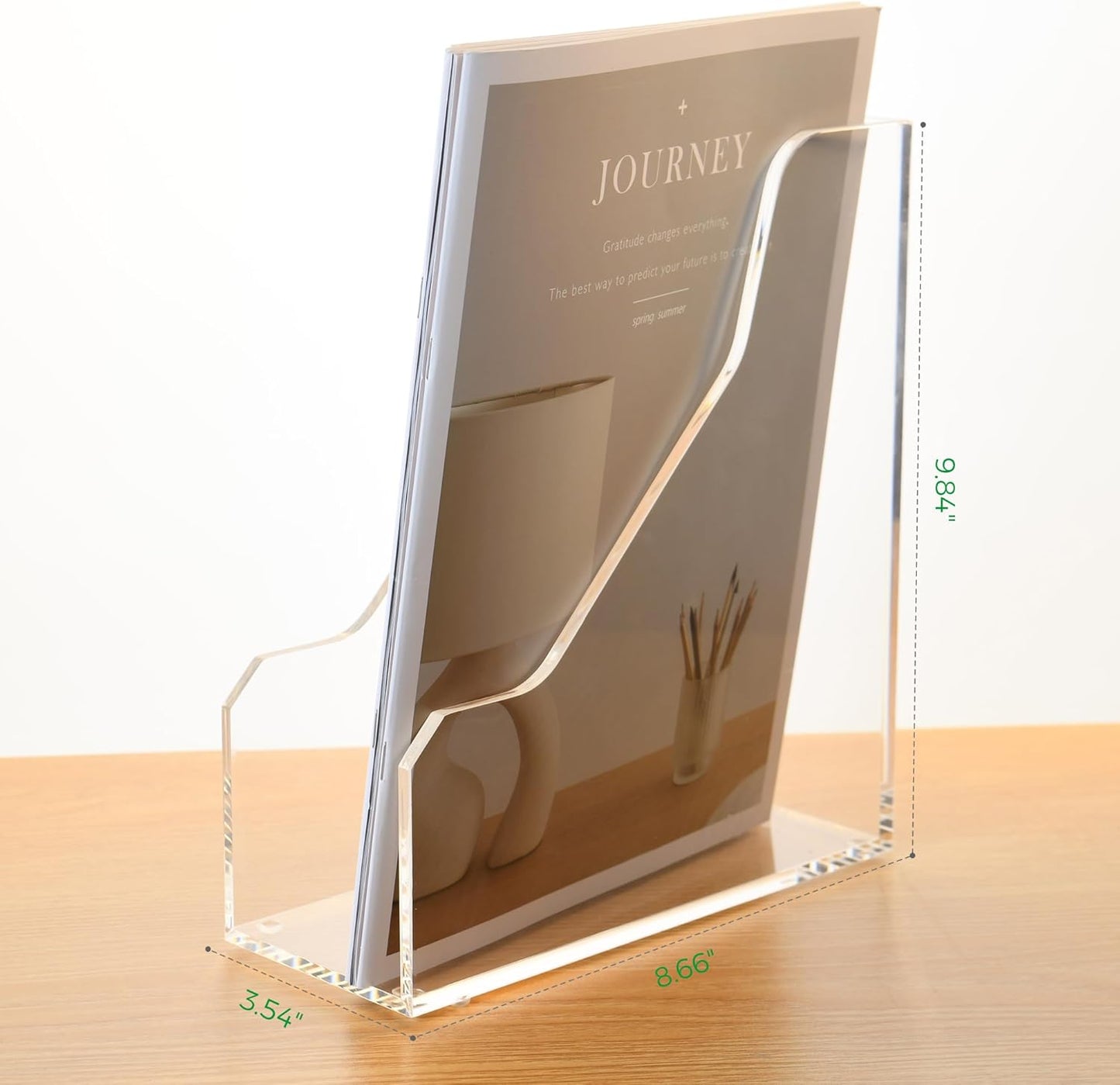 Magazine Holder - Acrylic File Holder and Desk Organizer, Clear Bookend File Sorter, Acrylic Book Organizer and Storage Box for Documents, Magazine Holder Rack for Classroom, Home, and Office