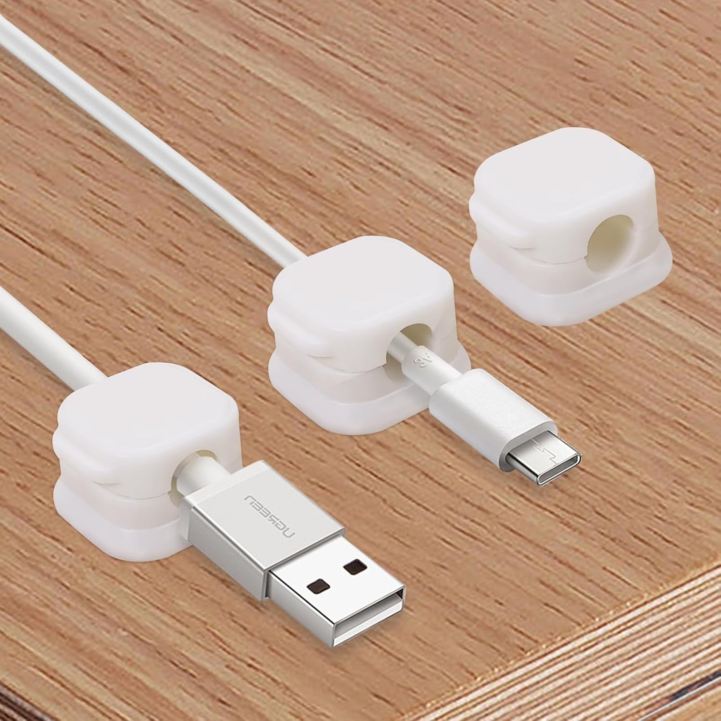 6 Pack Magnetic Cable Clips for Phone, USB, HDMI Cables, with Adhesive Organizer for Desk, Home Office, Nightstand, Car, Wall