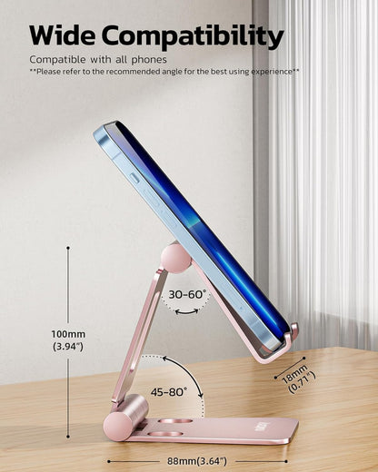 Nulaxy Dual Folding Cell Phone Stand, Fully Adjustable Foldable Desktop Phone Holder Cradle Dock Compatible with iPhone 17 16 15 14 13 12 11 Pro Max Xs Xr X 8, Nintendo Switch, All Phones