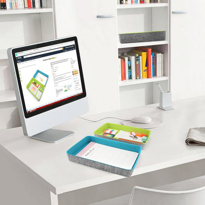 Welaxy 2-piece Office desk drawer organizer tray letter-size documents A4 paper book file Folder Holder storage bins (Orange + Green)