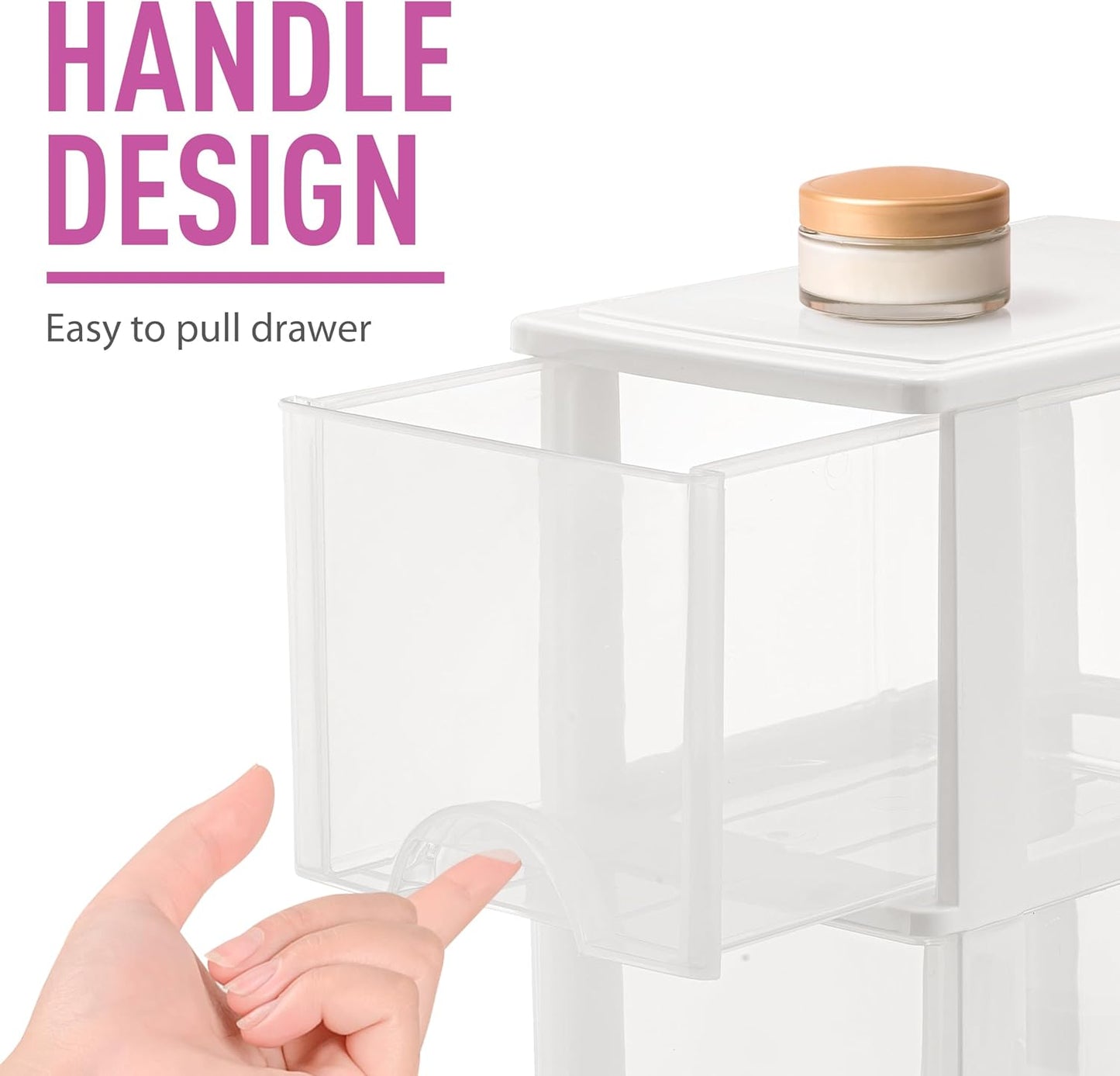 Plastic Small 2-Drawer Storage Organizer, Slim Narrow, White/Clear Crafts Drawers Storage Organizer (13"H x 10"D x 7"W)
