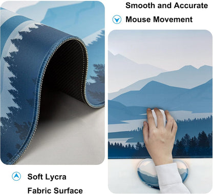 Keyboard Wrist Rest + Mouse Pad with Wrist Support + Desk Mat + Coaster 4 in 1 Set, XXL Large Gaming Mousepad Cute Ergonomic Mouse Pads for Desk Computer Laptop Office Decor-Beach