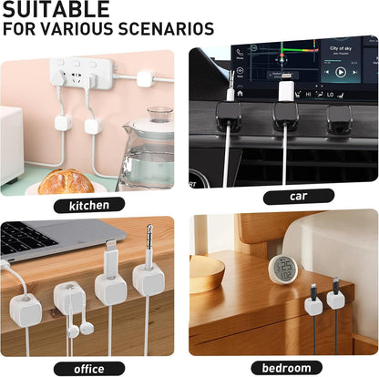 12 Pack Cable Clips, Cord Organizer, Cord Holder for Nightstand, Magnetic Cord Organizer, Strong Adhesive Charging Cable Keeper, Clip Holder