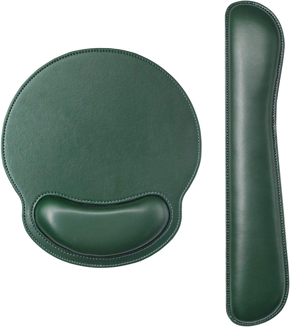 RICHEN Ergonomic PU Leather Keyboard Wrist Rest and Mouse Pad with Wrist Support, Memory Foam Set for Computer/Laptop,Gaming and Office, Comfortable for Easy Typing & Pain Relief (PU Brown)
