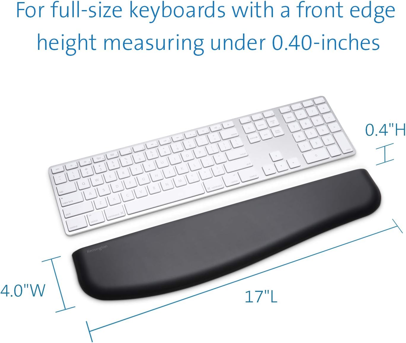 Kensington ErgoSoft Wrist Rest for Slim, Compact Keyboards, Black (K52801WW), 3.9 x 0.4 x 11.1 inches