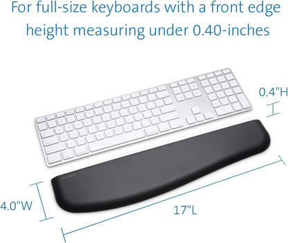 Kensington ErgoSoft Wrist Rest for Slim, Compact Keyboards, Black (K52801WW), 3.9 x 0.4 x 11.1 inches