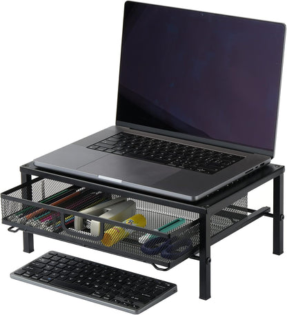 Metal Computer Stand for Desk,Monitor Riser with Drawer ,Desktop Stand for Laptop,Printer and Monitor,Black