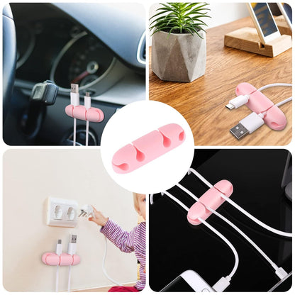 WLLHYF Cable Clips 3PCS Cord Wire Organizer Cable Management Holders 4 Hole Silicone Cable Harness USB Charging Accessory Cable Holder for Office and Home Desk (Black)
