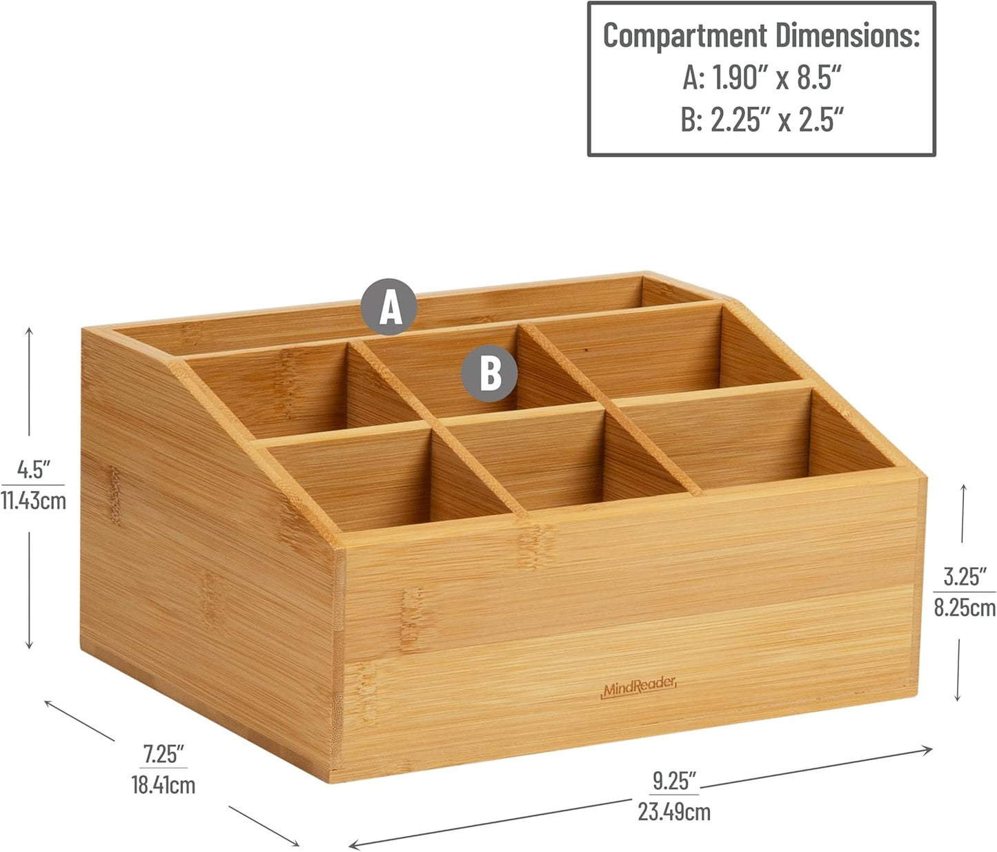 Mind Reader Vertical File Storage, Desktop Organizer, Magazine Holder, Office, Bamboo, 6"L x 11"W x 10"H, Brown