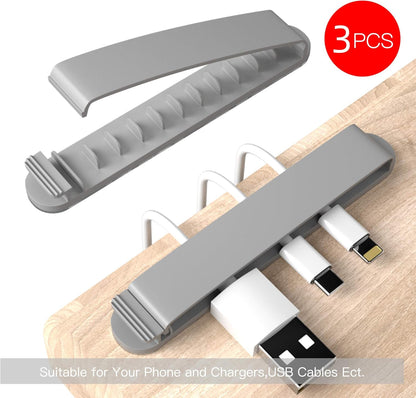 pzoz Cable Clips, 3 Pack Cord Organizer Charger Cable Management for Organizing Home Office Desk Phone Car Wire, Self Adhesive Cord Holders (Black)