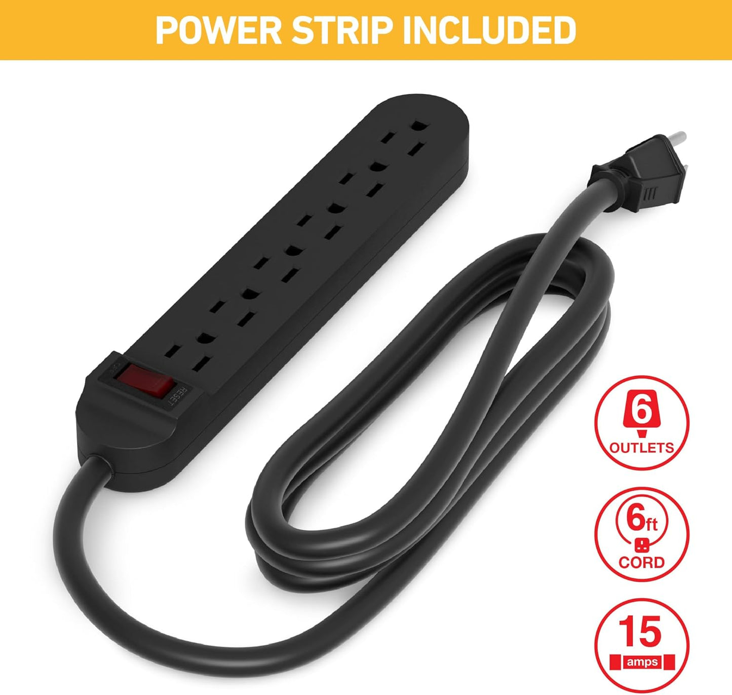D-Line Cable Management Box, Power Strip Cover, Floor Outlet Hider, Desk Cord Organizer, Hide Extension Leads, 12.75" (L) x 5" (W) x 4.5" (H), for use with Power Strips up to 10.5in (L) - Small, Black